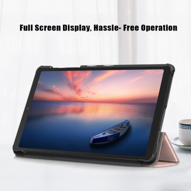 Samsung Tab A7 Lite rose gold TRIFOLD dėklas 6