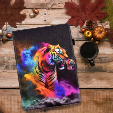 Samsung Tab A8 10.5" fashion dėklas Colorful Tiger With Smoke 7