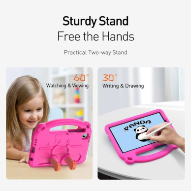Samsung Tab A9+ 11" PANDA ARMOR Pink su kojele nugarėlė 1