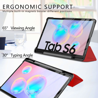 Samsung Tab S6 10.5 raudonas S PEN TRIFOLD dėklas 3
