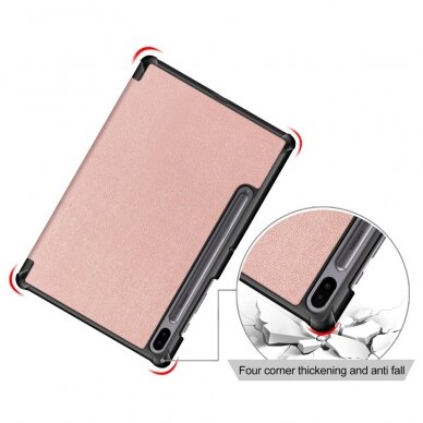 Samsung Tab S6 10.5 rausvas TRIFOLD dėklas 7