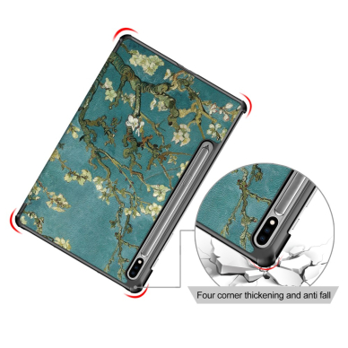 Samsung TAB S7 FE/ S7+/ S8+ TRIFOLD dėklas Tree with white flowers 9