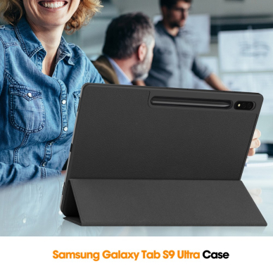 Samsung TAB S8 ULTRA / S9 ULTRA / S10 ULTRA 14.6" black silikoninis S PEN TRIFOLD dėklas 10