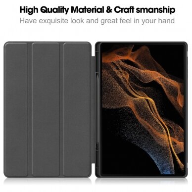 Samsung TAB S8 ULTRA / S9 ULTRA / S10 ULTRA 14.6" black silikoninis S PEN TRIFOLD dėklas 3