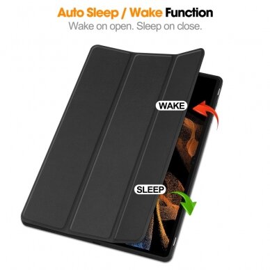 Samsung TAB S8 ULTRA / S9 ULTRA / S10 ULTRA 14.6" black silikoninis S PEN TRIFOLD dėklas 5