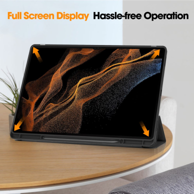 Samsung TAB S8 ULTRA / S9 ULTRA / S10 ULTRA 14.6" black silikoninis S PEN TRIFOLD dėklas 7