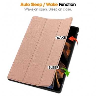 Samsung TAB S8 ULTRA / S9 ULTRA / S10 ULTRA 14.6" rose gold silikoninis S PEN TRIFOLD dėklas 5