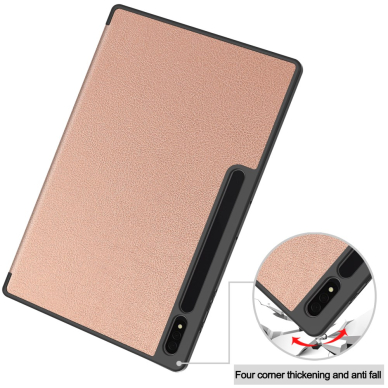 Samsung TAB S8 ULTRA / S9 ULTRA / S10 ULTRA 14.6" rose gold silikoninis S PEN TRIFOLD dėklas 8