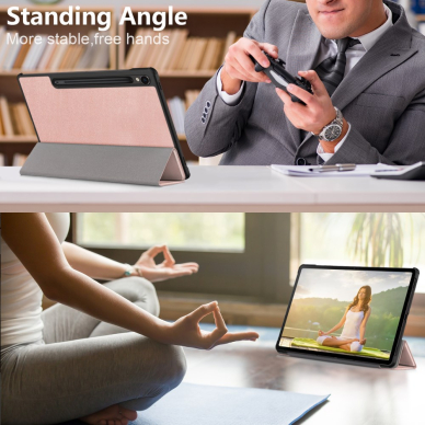 Samsung TAB S10 FE / S9 FE 10.9" / S9 11" rose gold TRIFOLD dėklas 10