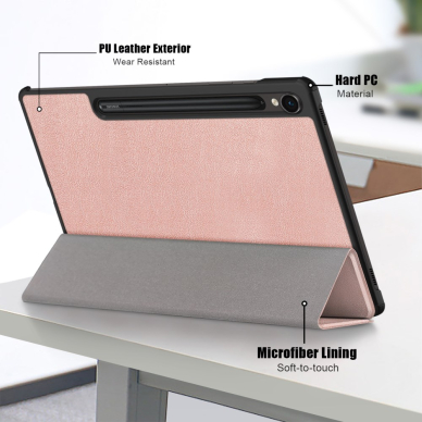 Samsung TAB S10 FE / S9 FE 10.9" / S9 11" rose gold TRIFOLD dėklas 9