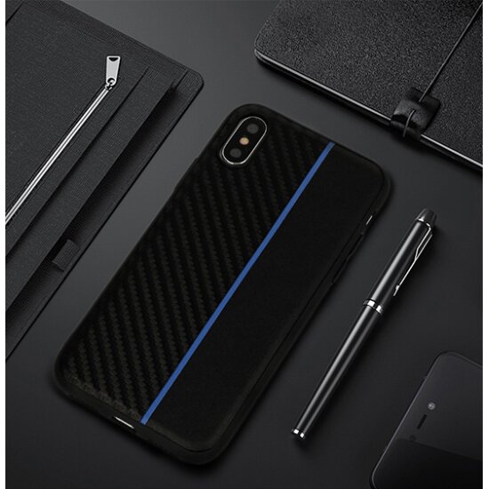 Samsung S10 juoda+mėlyna MOTO CARBON nugarėlė 2