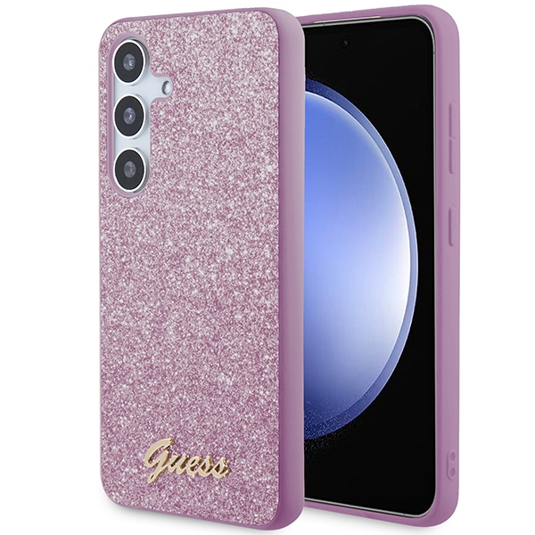 Samsung S24 purple Glitter Script GUESS nugarėlė