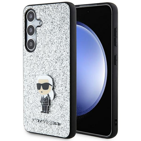 Samsung S24 silver Ikonik Fixed Glitter Metal PIN KARL LAGERFELD nugarėlė