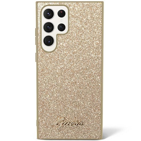Samsung S24 ULTRA gold Glitter Script GUESS nugarėlė 1