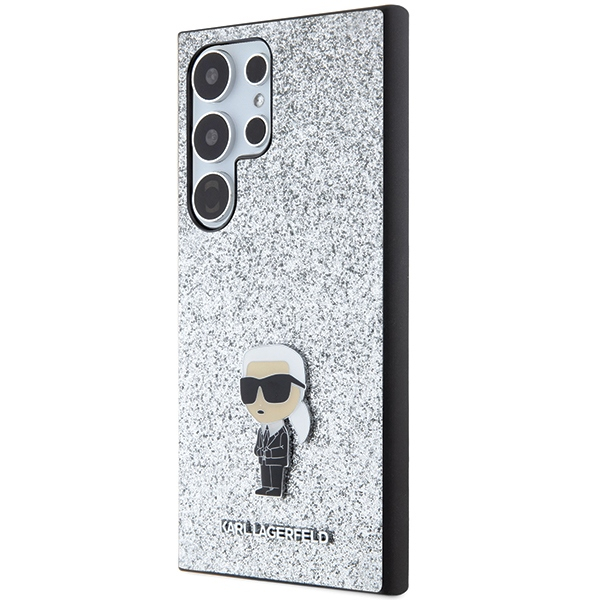 Samsung S24 Ultra silver Ikonik Fixed Glitter Metal PIN KARL LAGERFELD nugarėlė 1