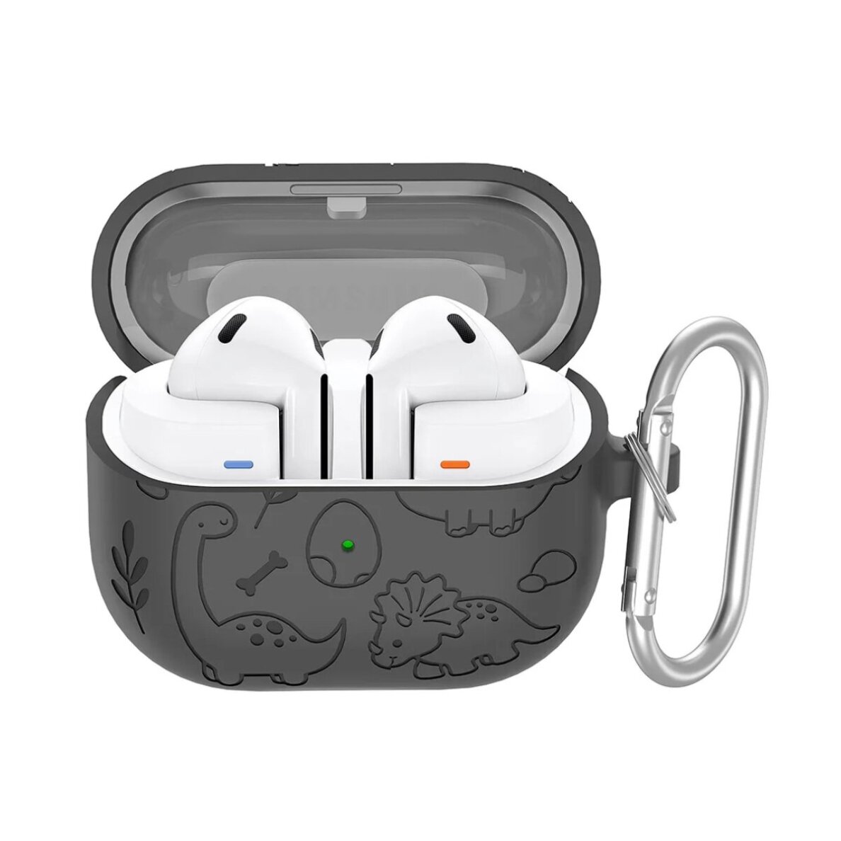 Silikoninis dėklas Samsung Galaxy Buds 3 Pro / Buds 3 Dinosaur dark grey