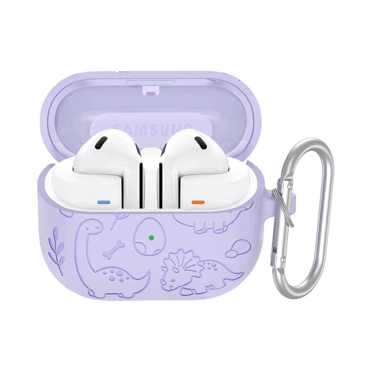 Silikoninis dėklas Samsung Galaxy Buds 3 Pro / Buds 3 Dinosaur light purple
