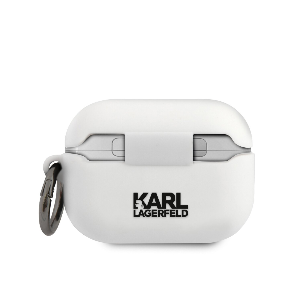 Silikoninis KARL LAGERFELD baltas KLACAPSILGLWH AirPods PRO dėklas 2