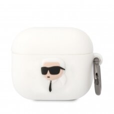 Silikoninis KARL LAGERFELD baltas AirPods 3 dėklas