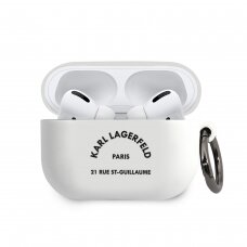 Silikoninis KARL LAGERFELD baltas Airpods PRO dėklas