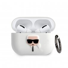 Silikoninis KARL LAGERFELD baltas KLACAPSILGLWH AirPods PRO dėklas