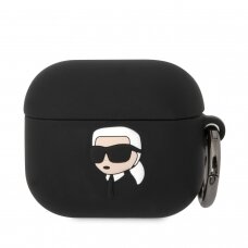 Silikoninis KARL LAGERFELD juodas AirPods 3 dėklas