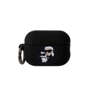 Silikoninis KARL LAGERFELD black Airpods PRO 3 Silicone Karl & Choupette Head 3D dėklas