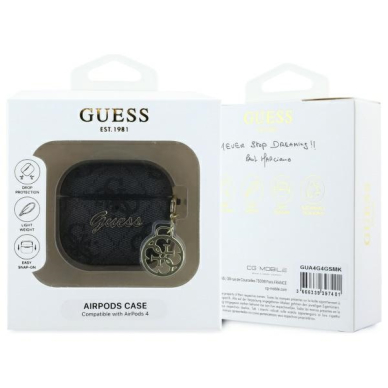 Silikoninis GUESS black 4G Charm Collection Airpods 4 dėklas 2