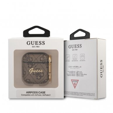 Silikoninis GUESS brown AirPods/AirPods 2 dėklas 2
