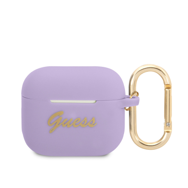 Silikoninis GUESS GUA3SLSMP violetinis Airpods 3 dėklas