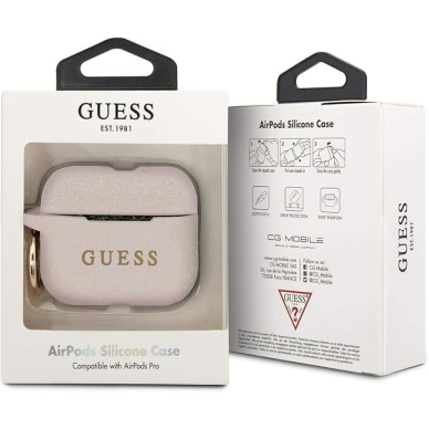Silikoninis GUESS GUACAPSILGLLP rožinis Airpods PRO dėklas 1