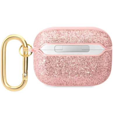 Silikoninis GUESS GUAPHGGSHP rožinis Airpods PRO glitter dėklas 1