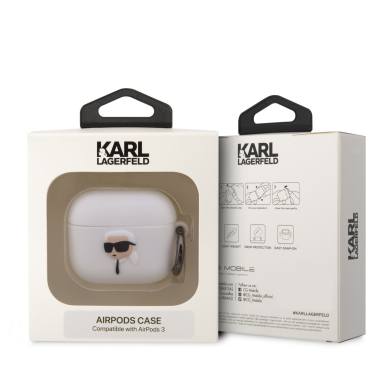 Silikoninis KARL LAGERFELD baltas AirPods 3 dėklas 2