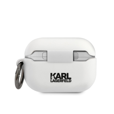 Silikoninis KARL LAGERFELD baltas KLACAPSILGLWH AirPods PRO dėklas 2