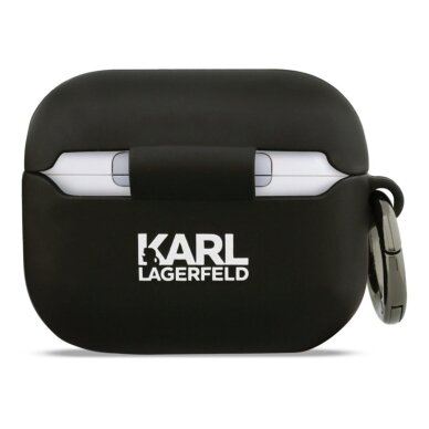 Silikoninis KARL LAGERFELD black Airpods PRO 3 Silicone Karl & Choupette Head 3D dėklas 1