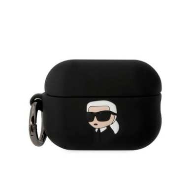 Silikoninis KARL LAGERFELD black Karl Head 3D Airpods Pro 2nd Gen dėklas 1