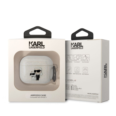 Silikoninis KARL LAGERFELD glitter Karl&Choupette AirPods 3 dėklas 2