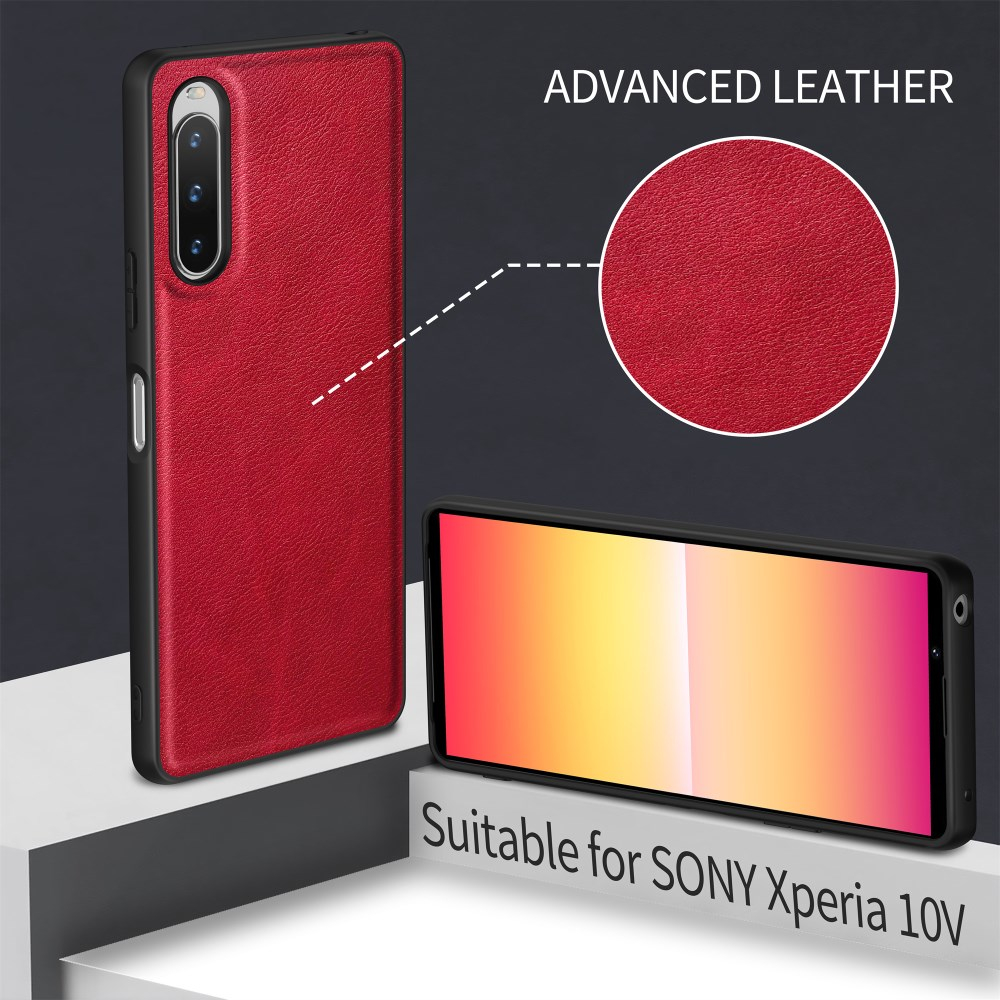 Sony Xperia 10 V raudona Leather Vintage nugarėlė 3