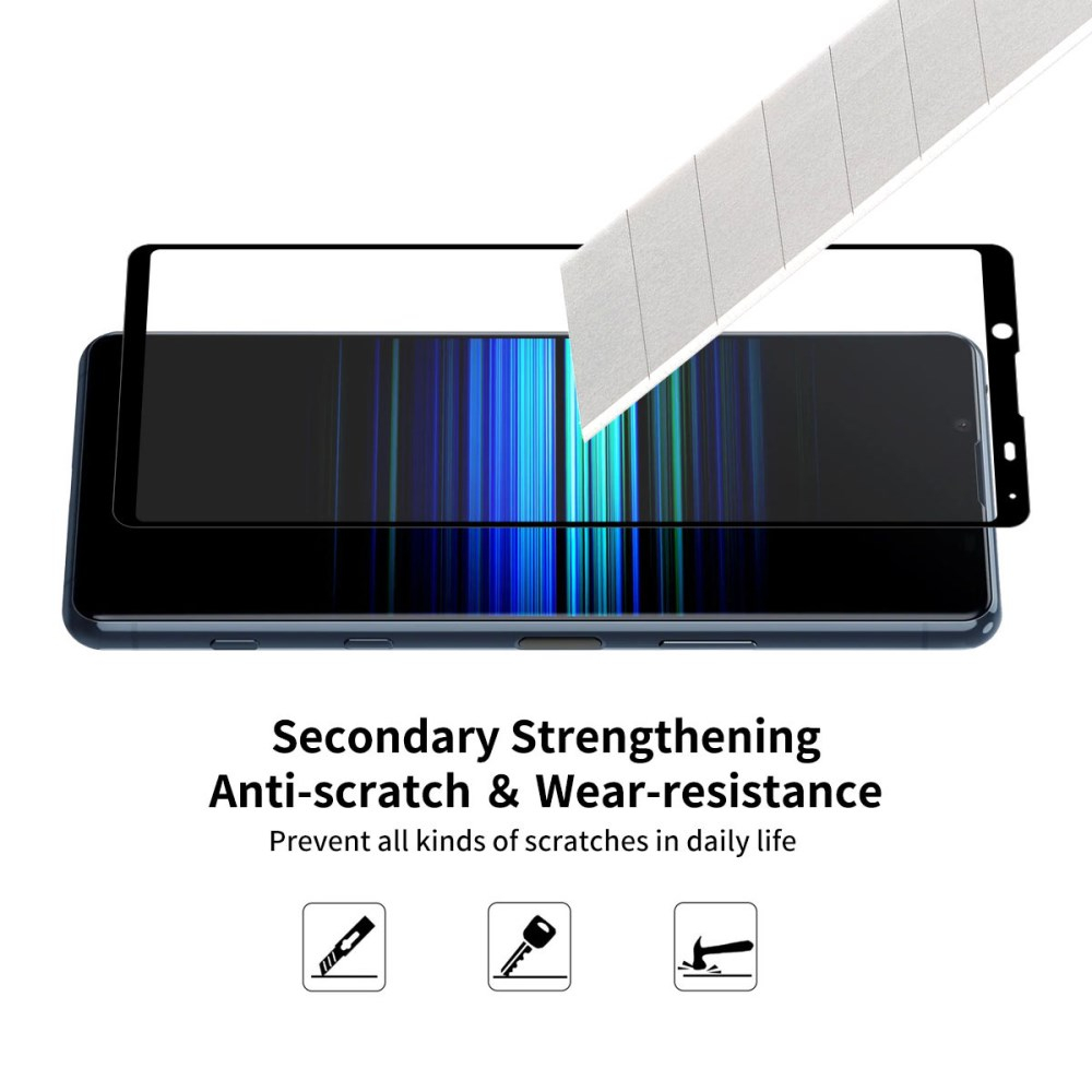 Sony Xperia 5 II juodas pilnas 5D stiklas 5