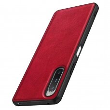 Sony Xperia 10 V raudona Leather Vintage nugarėlė