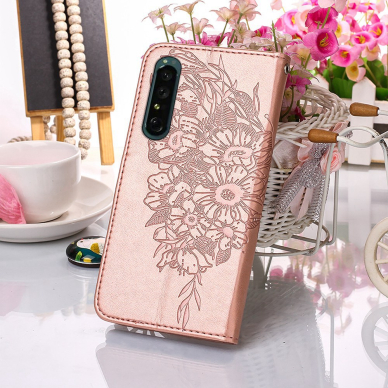 Sony Xperia 1 IV rausvas Tracy K.FLEXI dėklas Drugelis 3