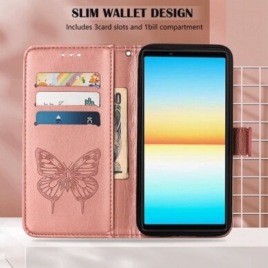 Sony Xperia 10 IV rausvas Tracy K.FLEXI dėklas Drugelis 1