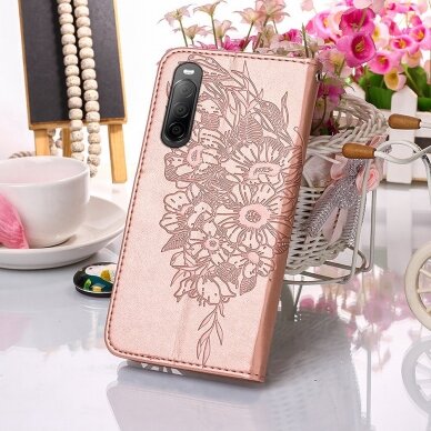 Sony Xperia 10 IV rausvas Tracy K.FLEXI dėklas Drugelis 3