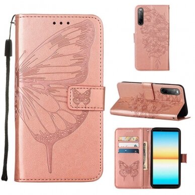 Sony Xperia 10 IV rausvas Tracy K.FLEXI dėklas Drugelis 4