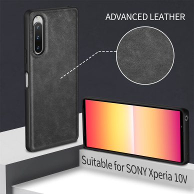 Sony Xperia 10 V juoda Leather Vintage nugarėlė 3