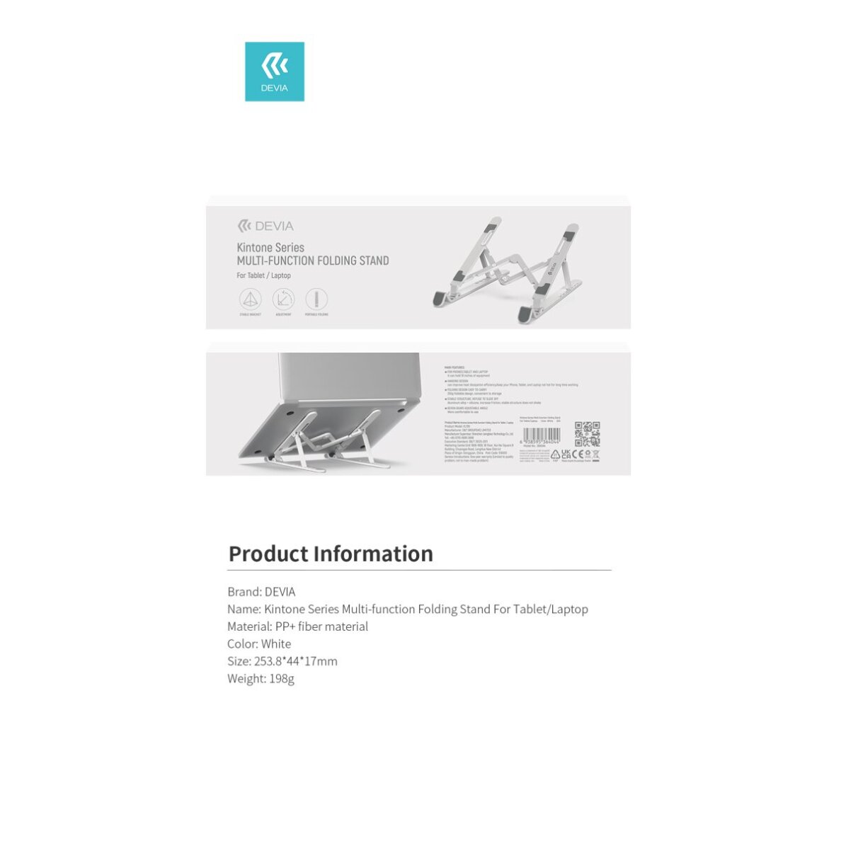 Sulankstomas stovas nešiojamam kompiuteriui/planšetui DEVIA KINTONE 8