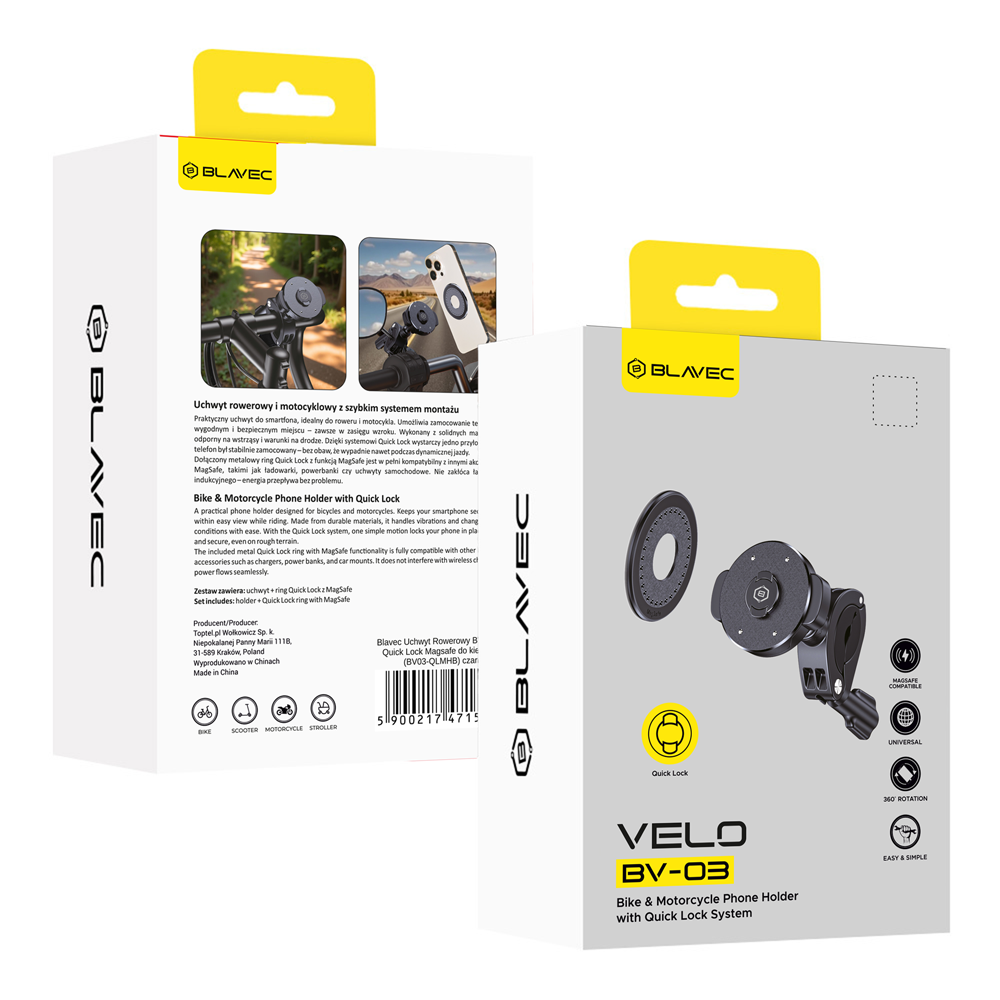 Telefono laikiklis dviračiui / motociklui / paspirtukui black BLAVEC Velo BV-03 Quick Lock BV03-QLMHB 13