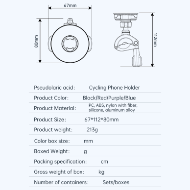 Telefono laikiklis dviračiui / motociklui / paspirtukui black BLAVEC Velo BV-03 Quick Lock BV03-QLMHB 12 Telefono laikiklis dviračiui / motociklui / paspirtukui black BLAVEC Velo BV-03 Quick Lock BV03-QLMHB 12