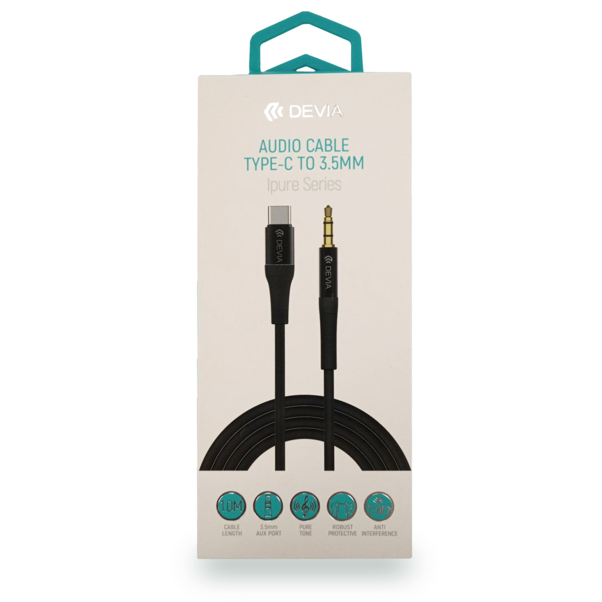 Type-C to 3.5mm AUDIO laidas juodas DEVIA 2