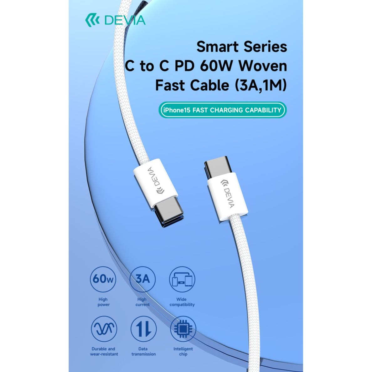 TYPE-C TO TYPE-C 60W Woven laidas DEVIA 2